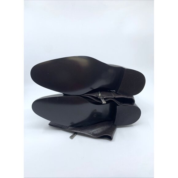 Valerie Stevens Womens All Leather Brown Knee High Boots 8N Zipper Almond Toe - Picture 7 of 10